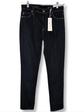 NWT AG Denim Mari Jeans Extended Mid Rise Slim Straight Dark Wash Sz 28